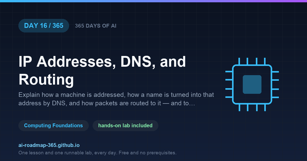 Day 16 of 365 — IP Addresses, DNS, and Routing