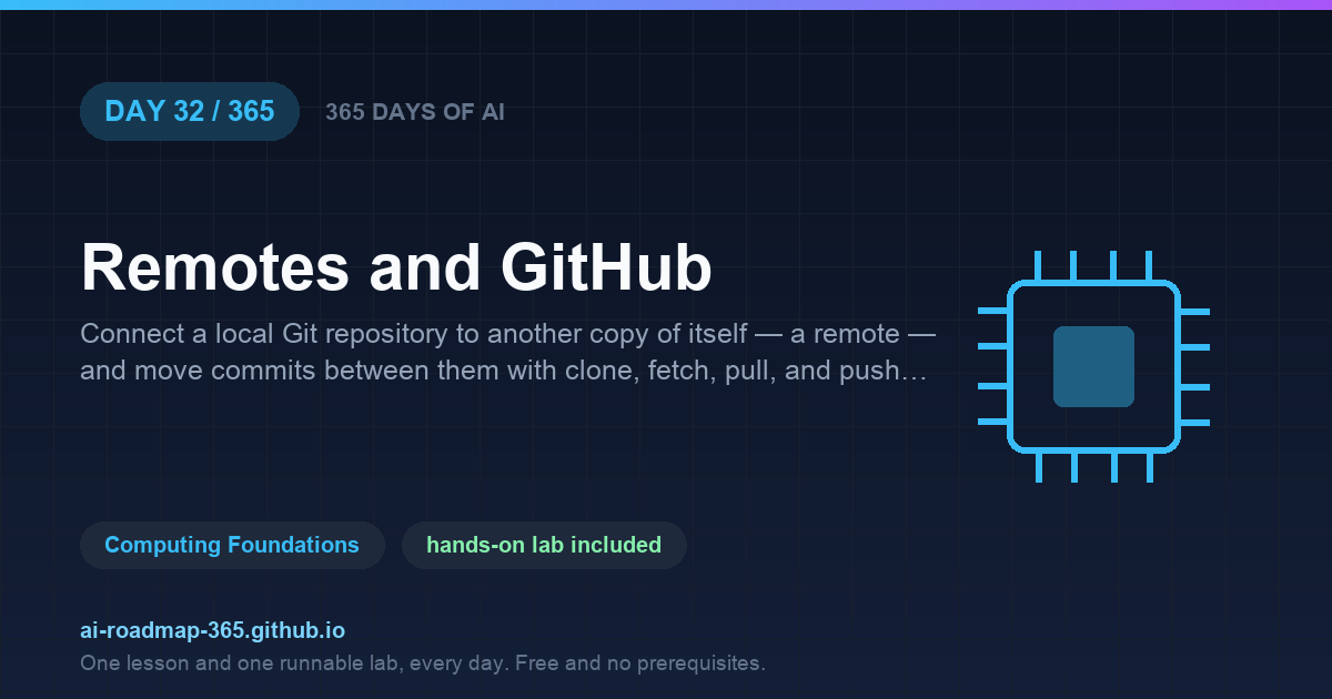Day 32 of 365 — Remotes and GitHub