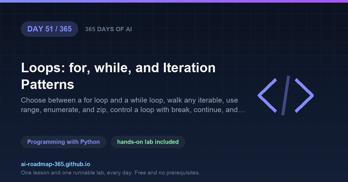 Day 51 of 365 — Loops: for, while, and Iteration Patterns