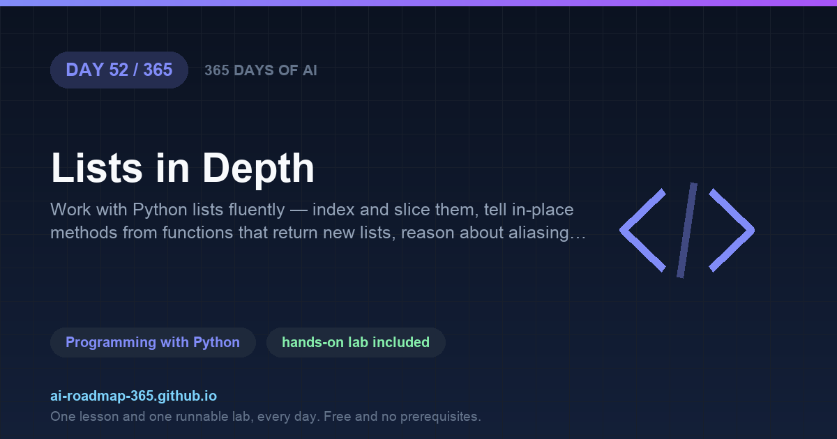 Day 52 of 365 — Lists in Depth