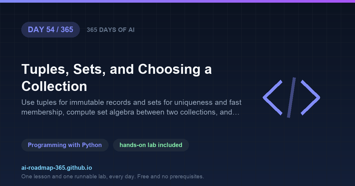 Day 54 of 365 — Tuples, Sets, and Choosing a Collection