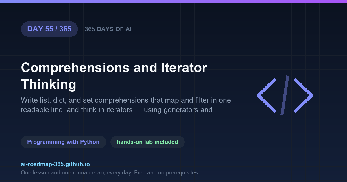 Day 55 of 365 — Comprehensions and Iterator Thinking