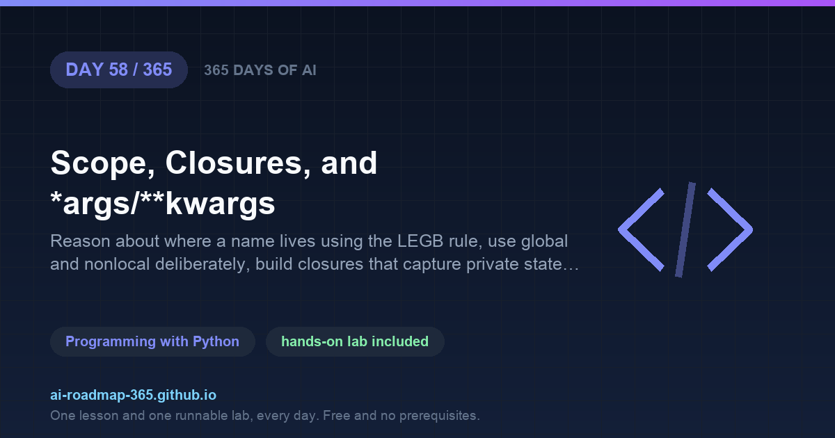 Day 58 of 365 — Scope, Closures, and *args/**kwargs