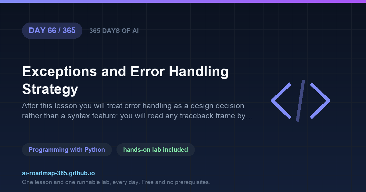 Day 66 of 365 — Exceptions and Error Handling Strategy