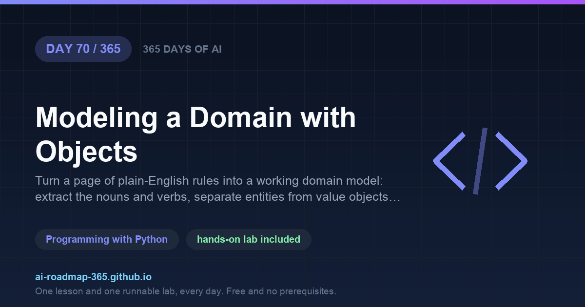 Day 70 of 365 — Modeling a Domain with Objects