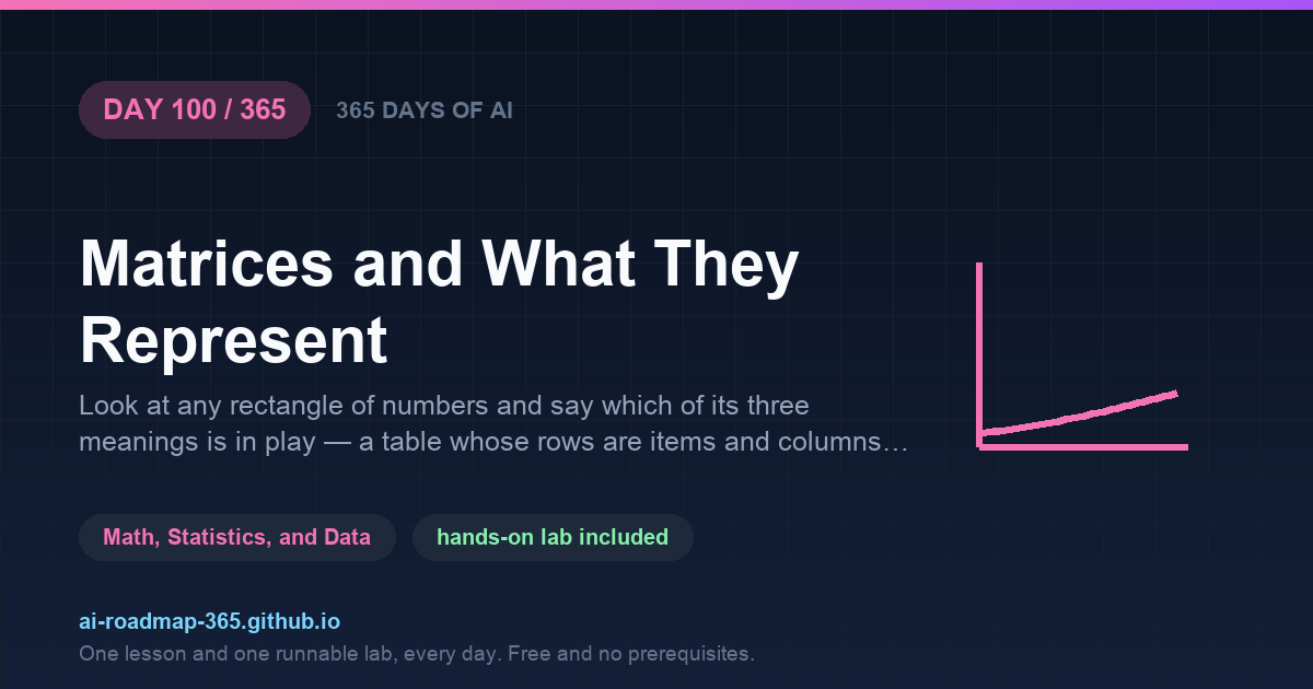 Day 100 of 365 — Matrices and What They Represent