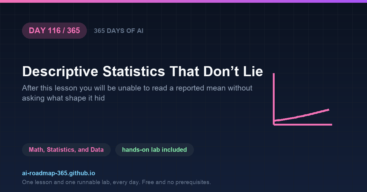 Day 116 of 365 — Descriptive Statistics That Don’t Lie
