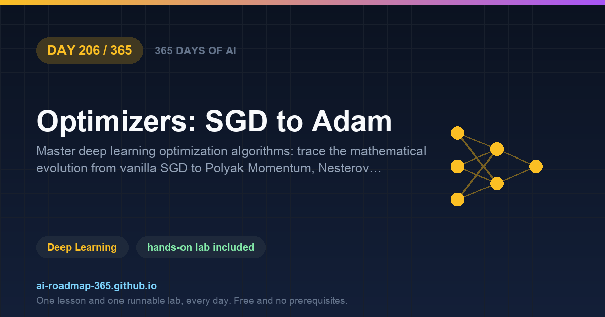 Day 206 of 365 — Optimizers: SGD to Adam